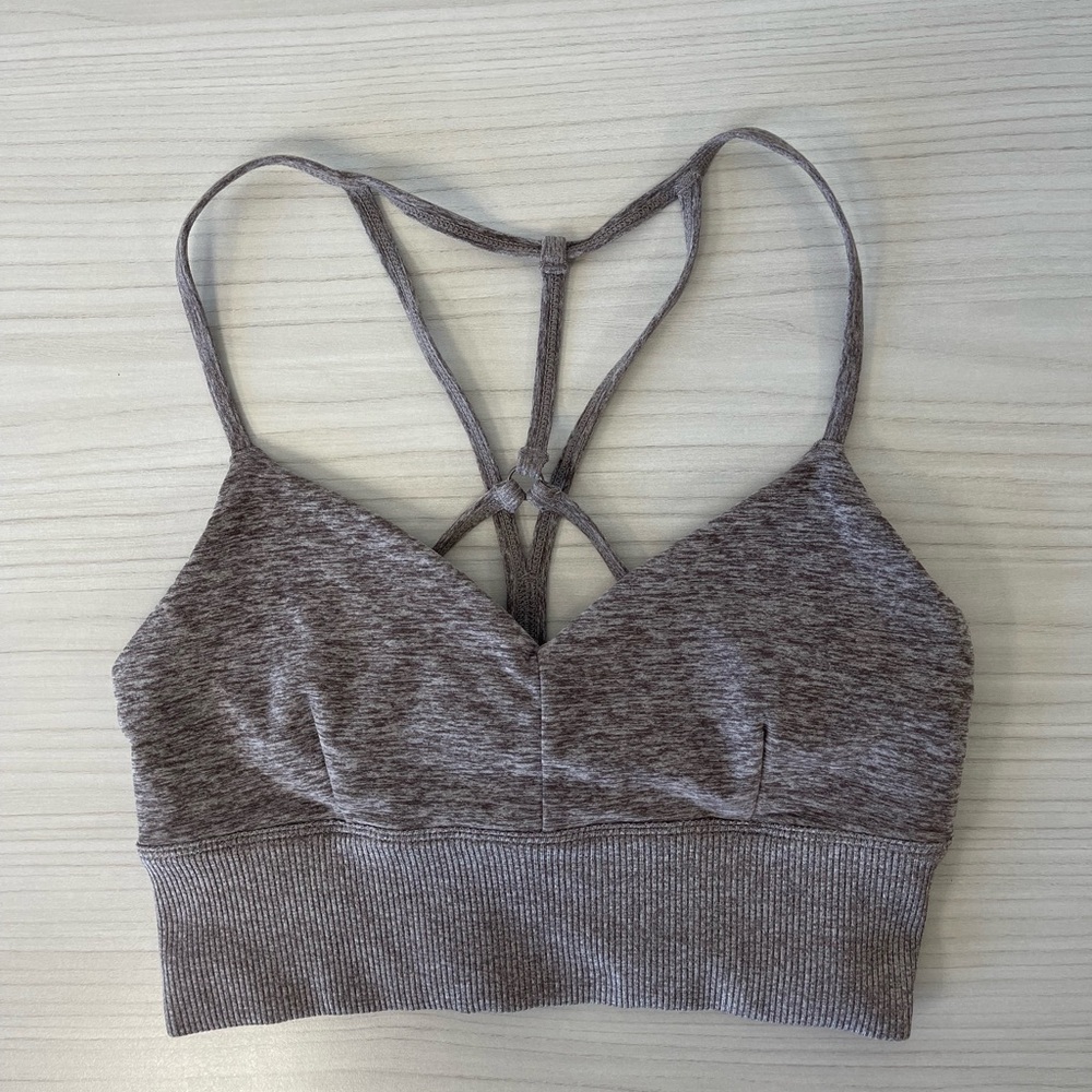 ALO HEATHER GRAY SPORTS BRA Sz S